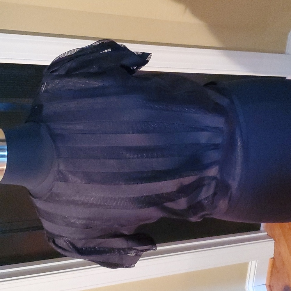NWT. Black sheer and mesh blouse